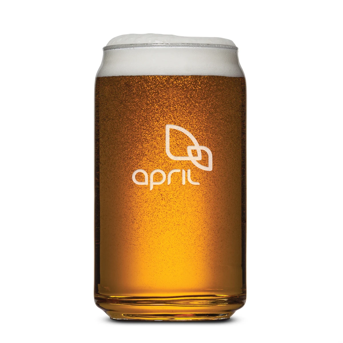 Beer Can Beer Glass - Deep Etch, custom glassware with logo imprint 1