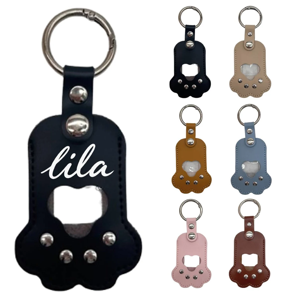 PU Leather Pet Fur Memorial Collector Keychain 1