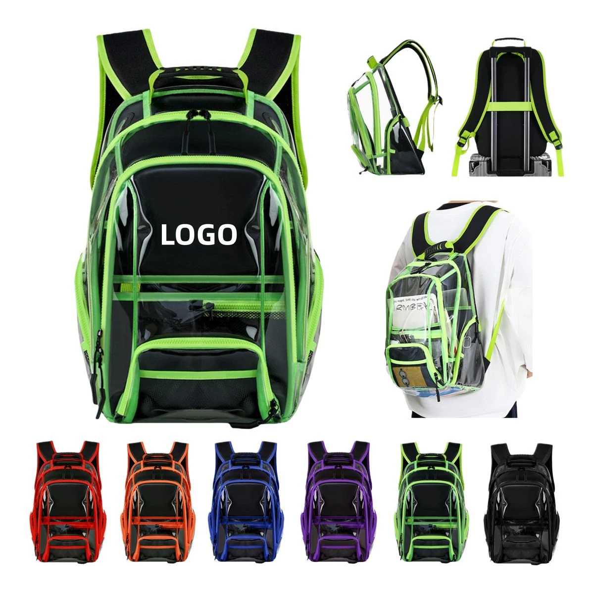 Premium PVC Clear Backpack With Pockets 1