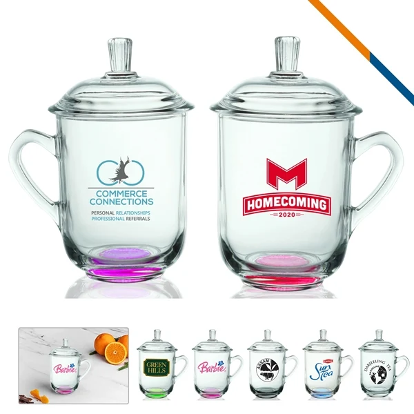 Custom 13 oz Glass Tea Cup with Protective Lid — Perfect Office Beverage Container 1