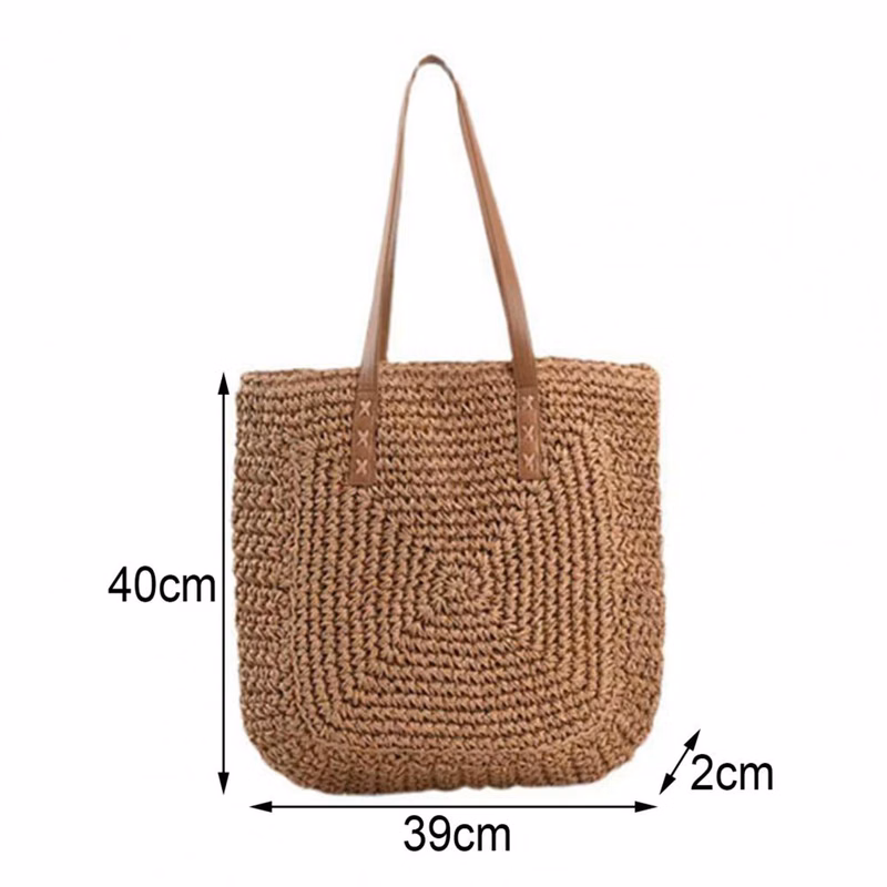 Womens Hand-woven Straw Shoulder Bag