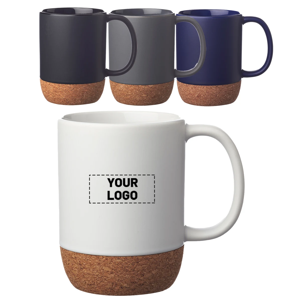 Matte Finish Cork Base Ceramic Mug, 15 oz. 1