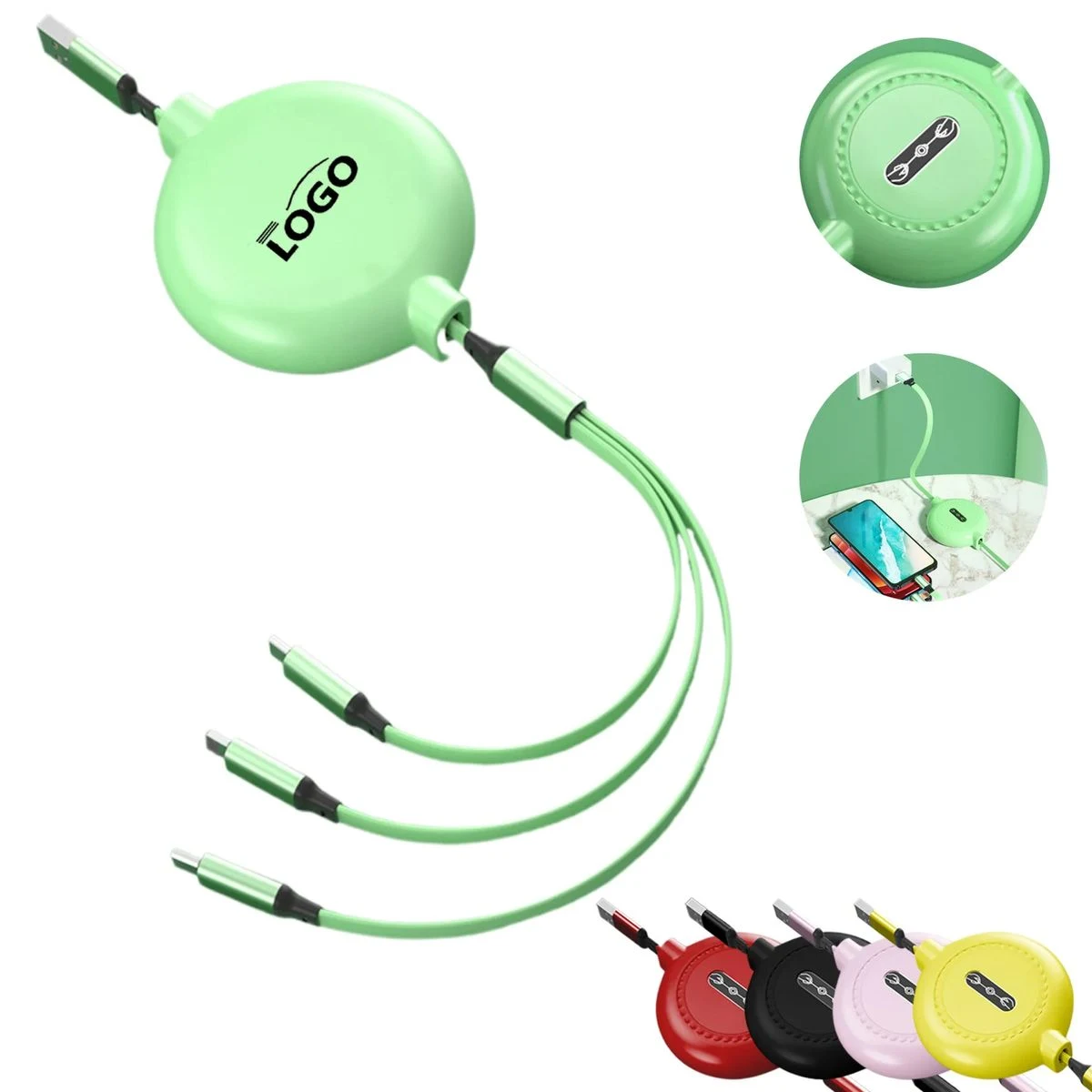 MOQ100 Retractable Portable 3 in 1 Charging Cable 1