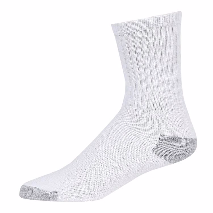 Youth Crew Sports Socks - White with Gray Size 6-8