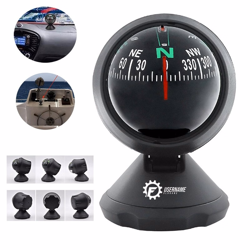 Black Adjustable Ball Night Vision Compass for Car