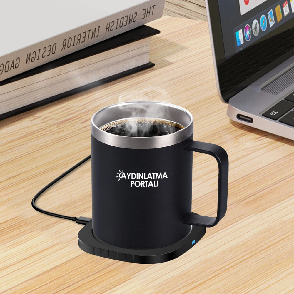 Stainless Steel Smart Mug Warmer with Wireless Phone Charger 1