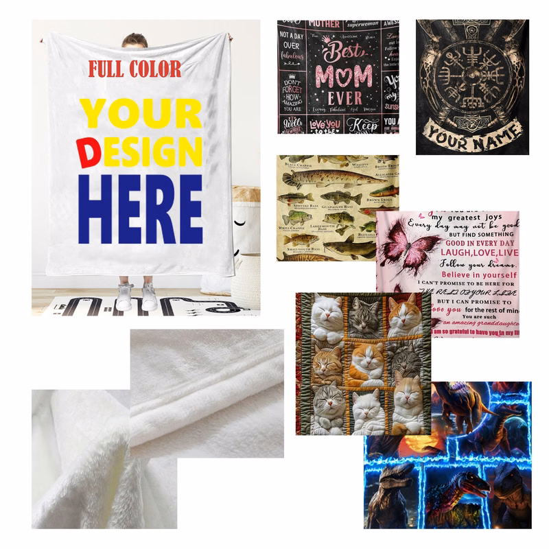 MOQ50 Full-Color Printed Fleece Blanket