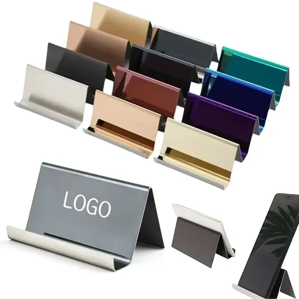 Stainless Steel Business Card Holder with Name Display Stand 1