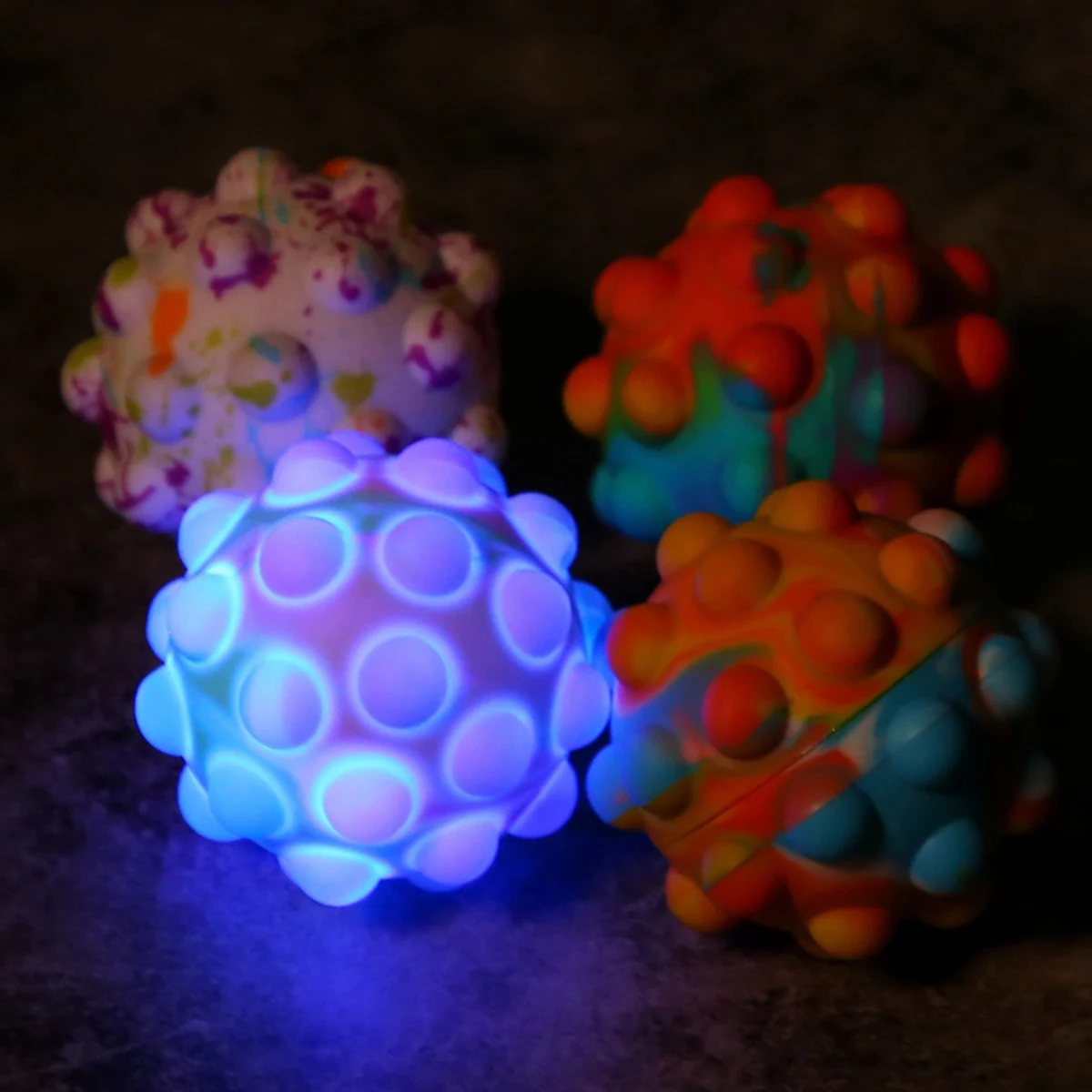Flashing Silicone Ball Sensory Rainbow Stress Relief Toy 1