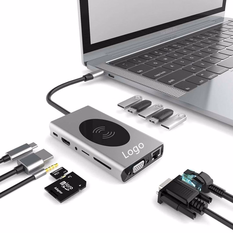 Wireless Charging USB-C Type C Hub Adapter 14 in 1