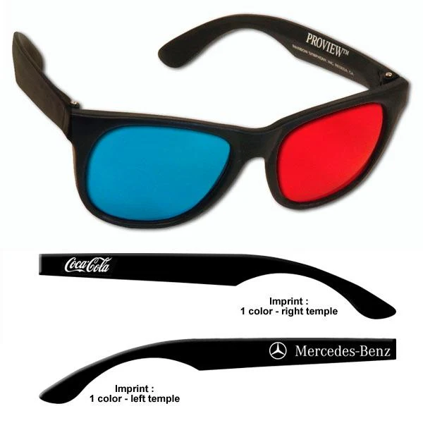 3D Glasses - Plastic ProView - Red/Cyan Lenses - Custom Imprint 1