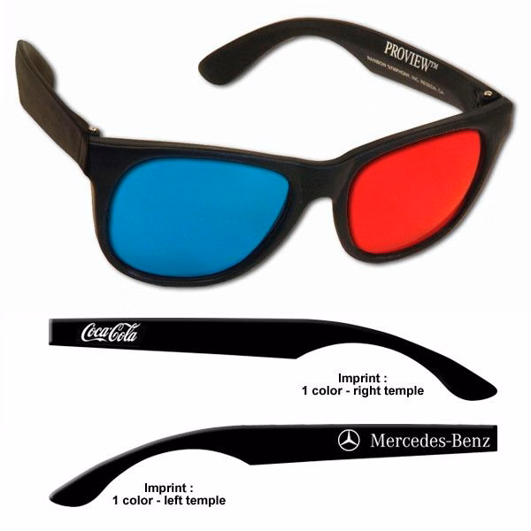 3D Glasses - Plastic ProView - Red/Cyan Lenses - Custom Imprint