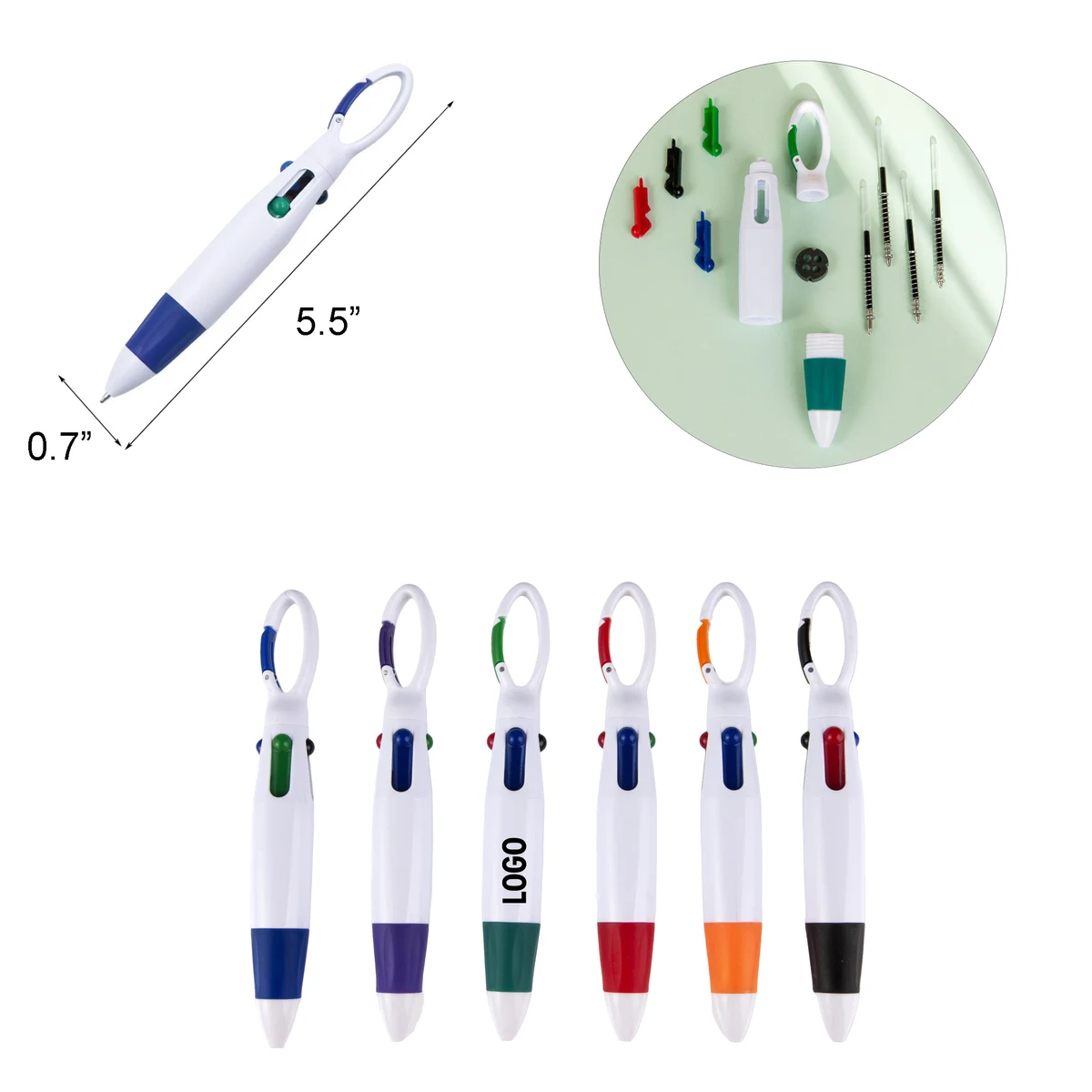 Portable Plastic Writing Pen With Loop Attachment, custom pen with logo imprint 1