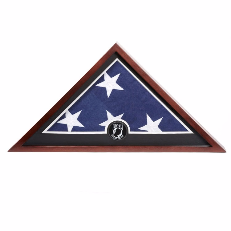US Flag Display Case with POW MIA Medallion
