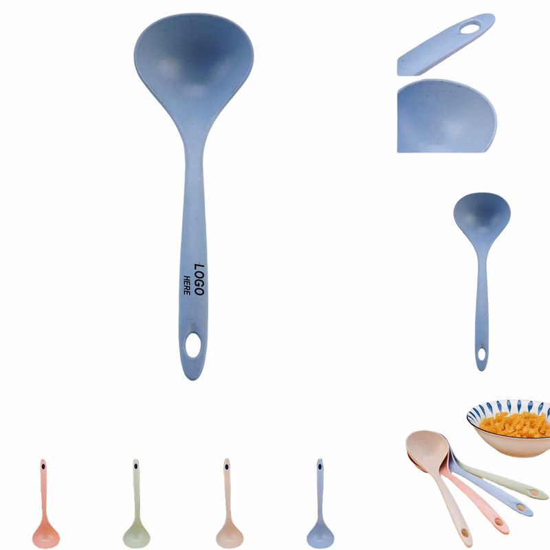 Eco-Friendly Wheat Straw Long-Handle Hanging Soup Ladle
