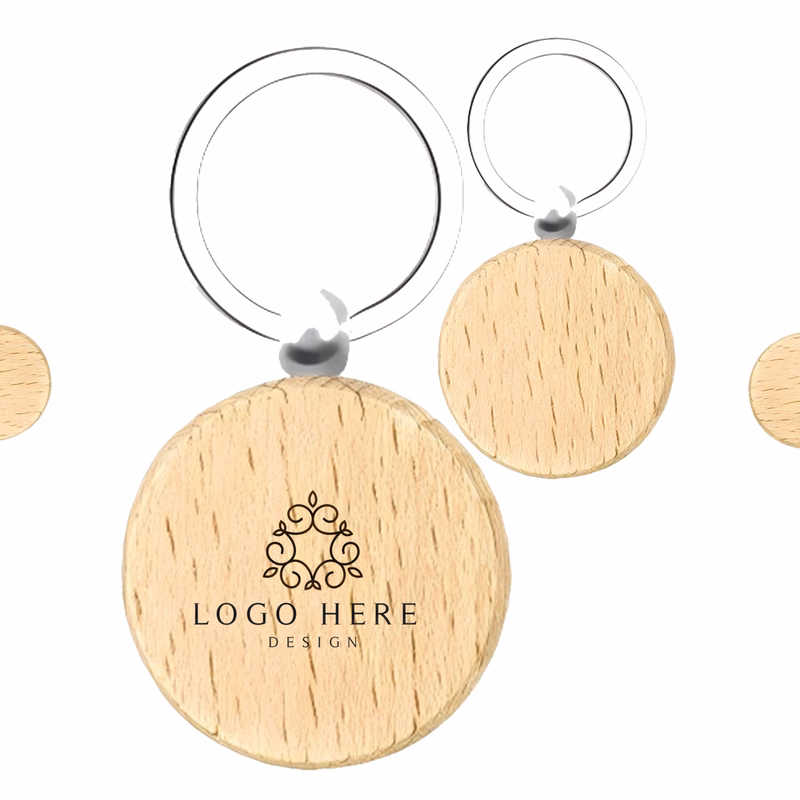 Round Wood Tag Key Holder