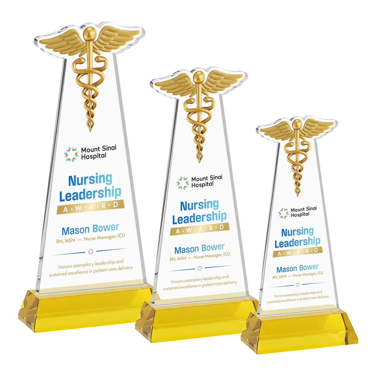 Caduceus VividPrint™ Award on Hartford Base - Gold 1