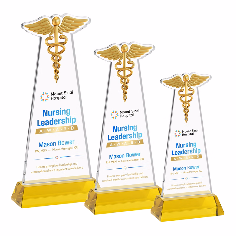 Caduceus VividPrint™ Award on Hartford Base - Gold
