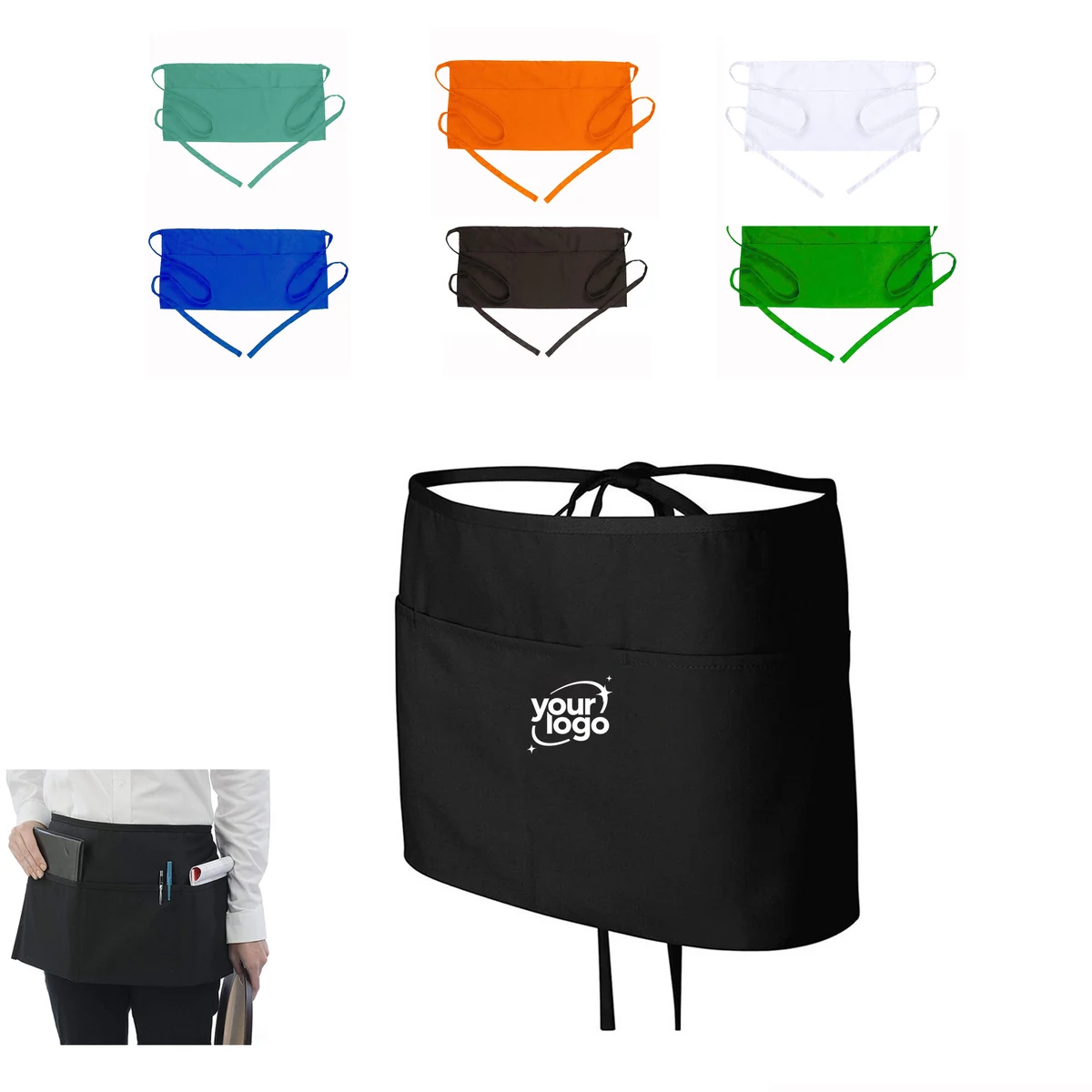 Customized Waist Apron With 3 Pockets 1