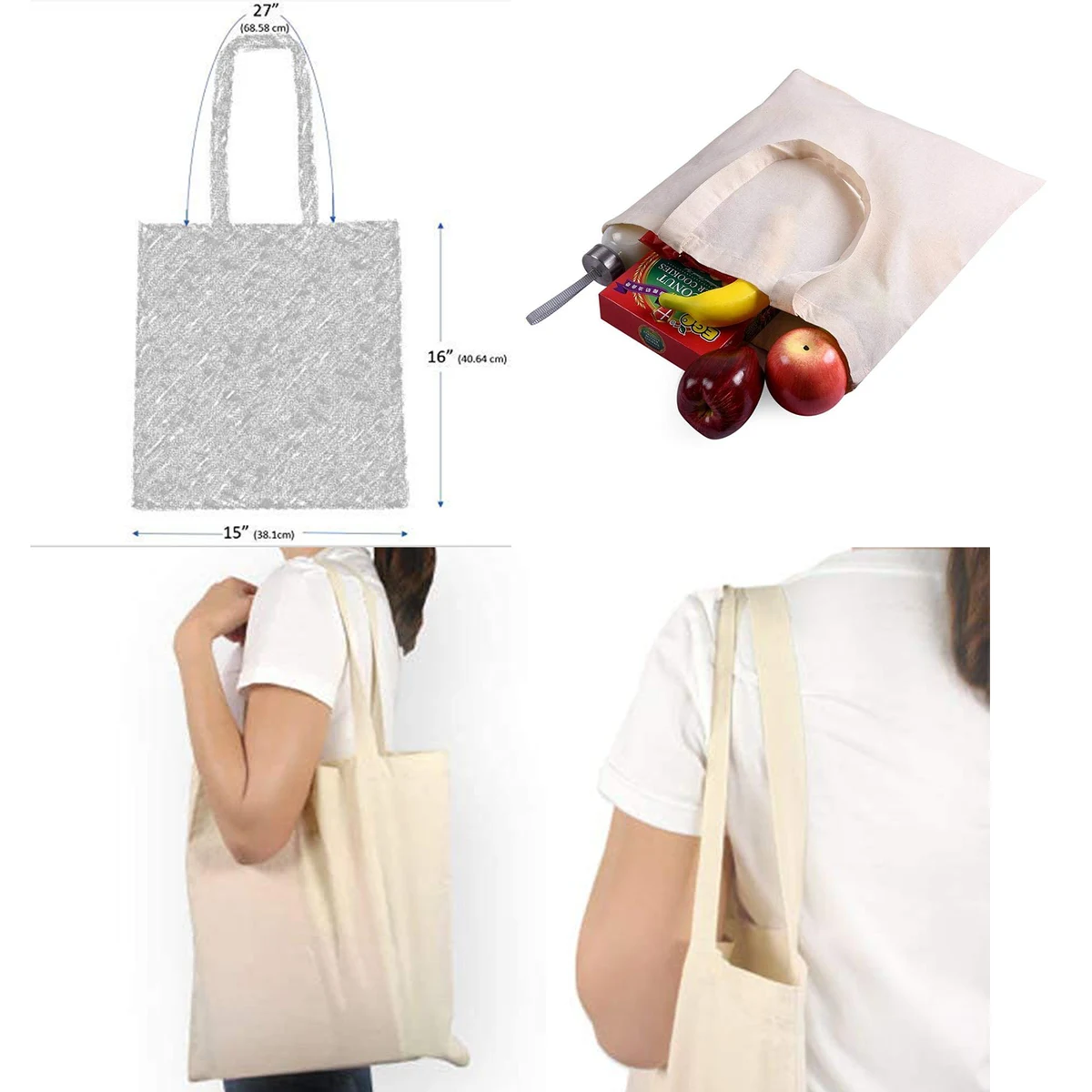 Recycled Cotton Tote Grocery Bags 1