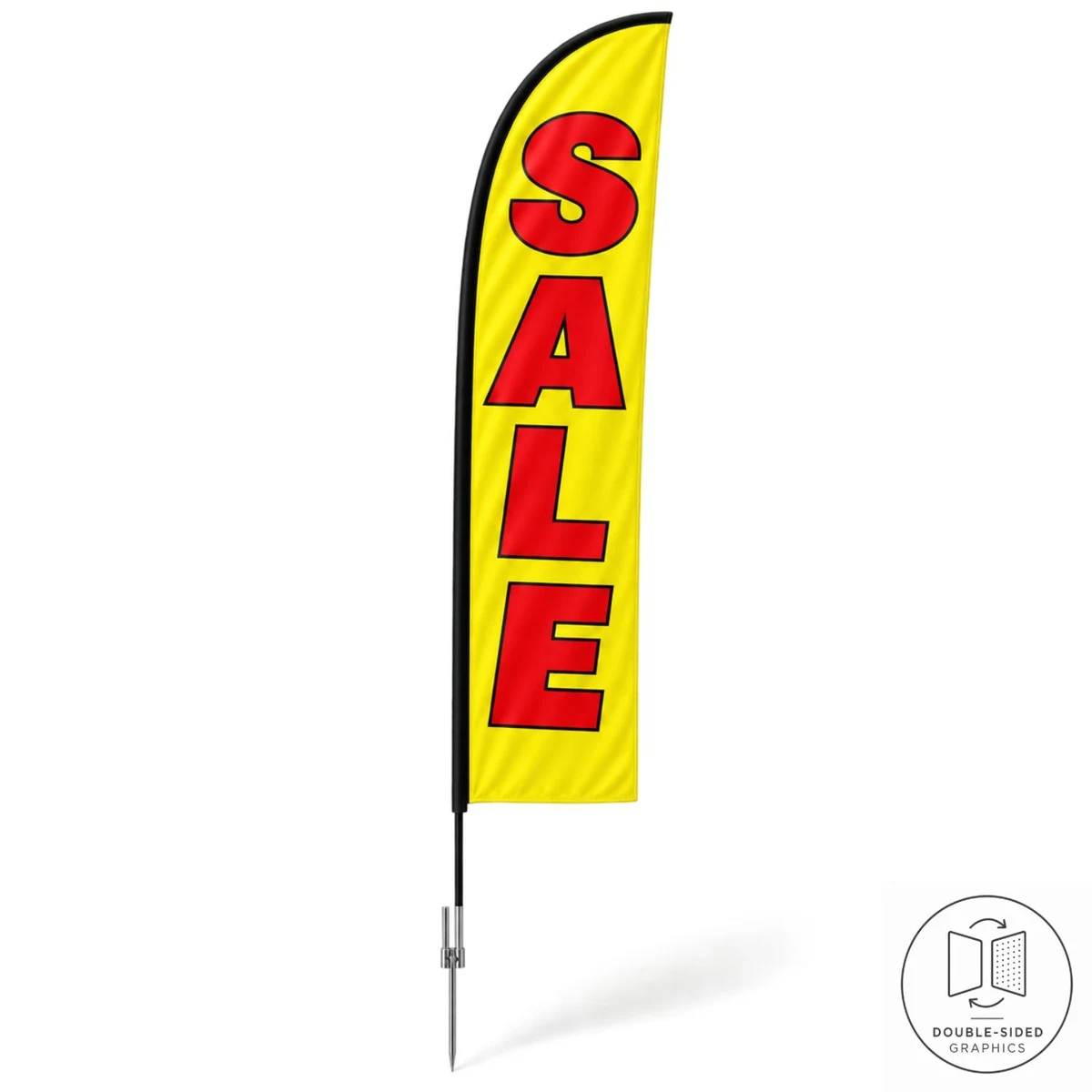 15' Large Feather Flag Kit, Full Color Graphics Double Sided, Outdoor Spike base and Bag Included 1