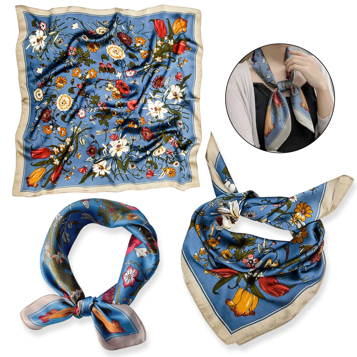 32" Double-Sided Printed Custom Square Scarf 1