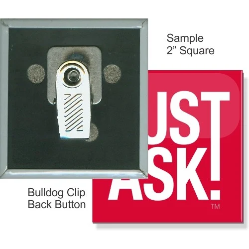 Bulldog Clip 2 Inch Square Button 1