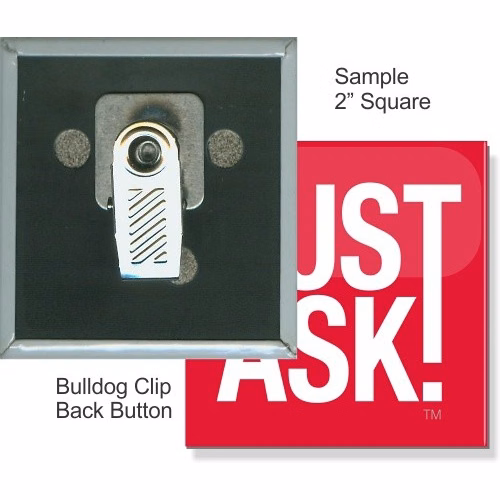 Bulldog Clip 2 Inch Square Button