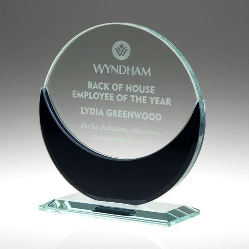 Eclipse Jade Glass Trophy with Black Mirror - Large 1