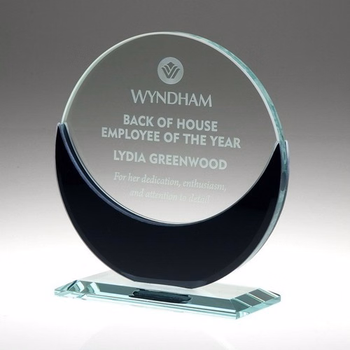 Eclipse Jade Glass Trophy with Black Mirror - Large