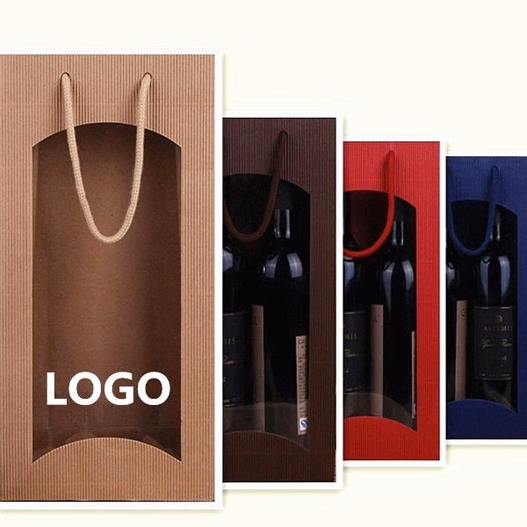 Paper Wine Bottle Bag Carry Bag/ Gift Bag - Holds 2 Bottles
