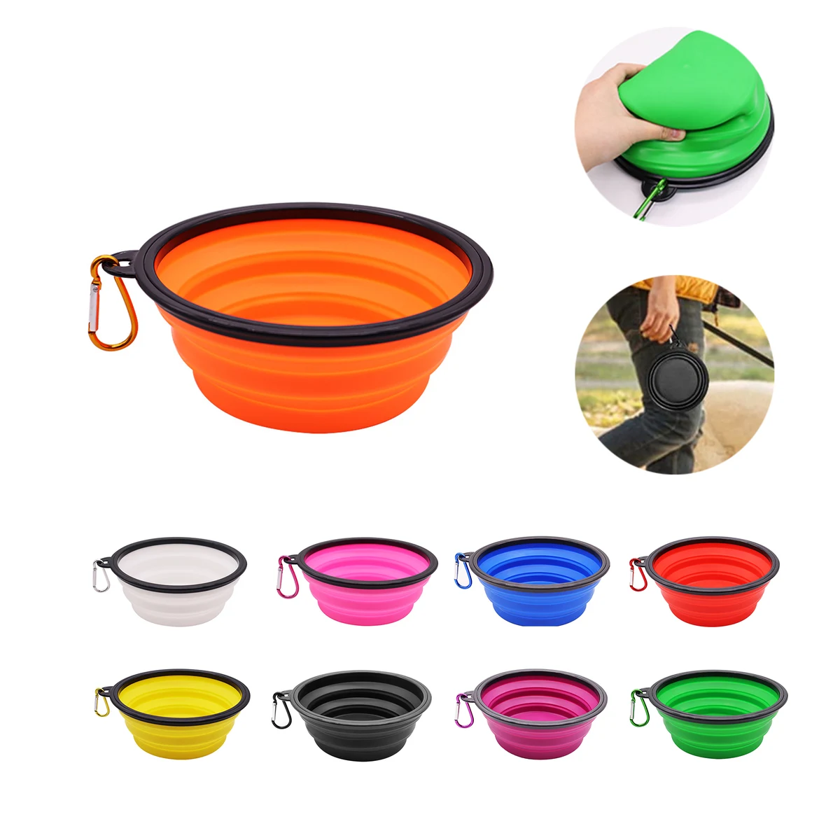 Foldable Pet Dog Bowl With Carabiner MOQ 50 PCS 1