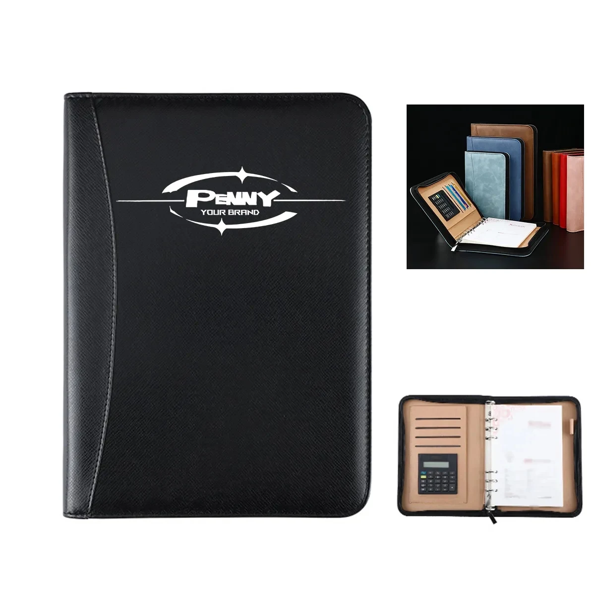 A5 Zippered Business Portfolio Notebook Bag with Calculator 1