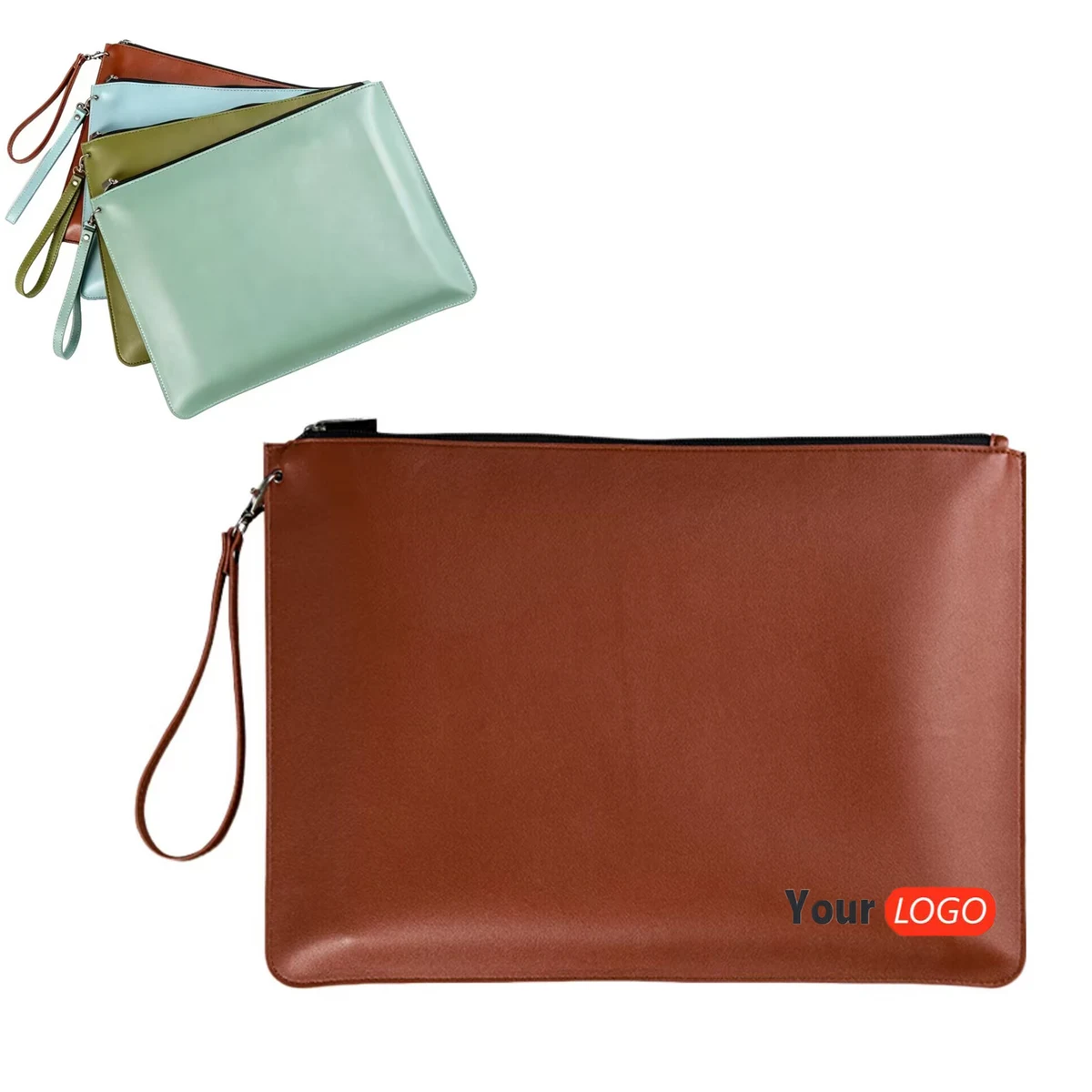 Wrist Strap PU Storage Zipper File Bag 1