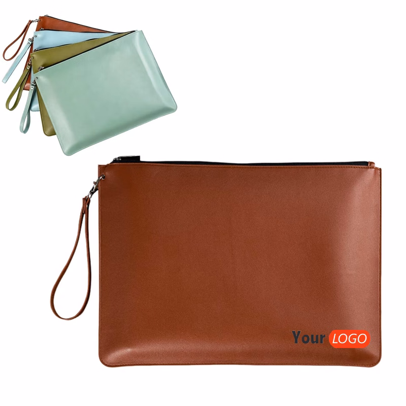 Wrist Strap PU Storage Zipper File Bag