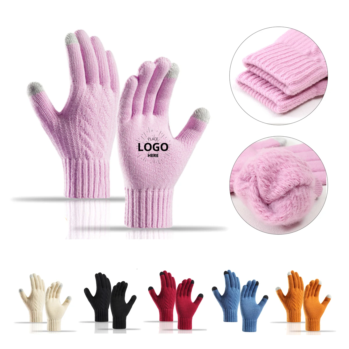 Anti Slip Palm Winter Warm Knit Touchscreen Gloves 1
