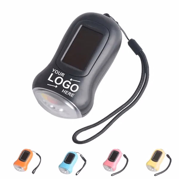 Custom 45-Minute Solar LED Flashlight with Hand-Crank — Emergency Preparedness