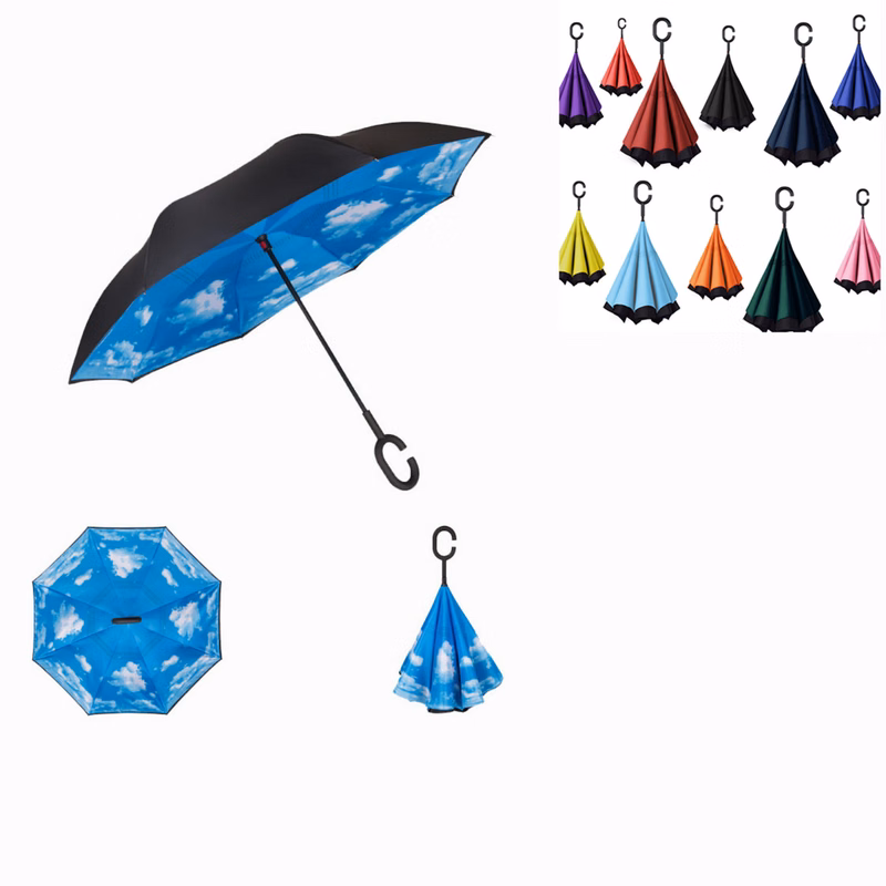 Double Layer C Shape Handle Reverse Umbrella