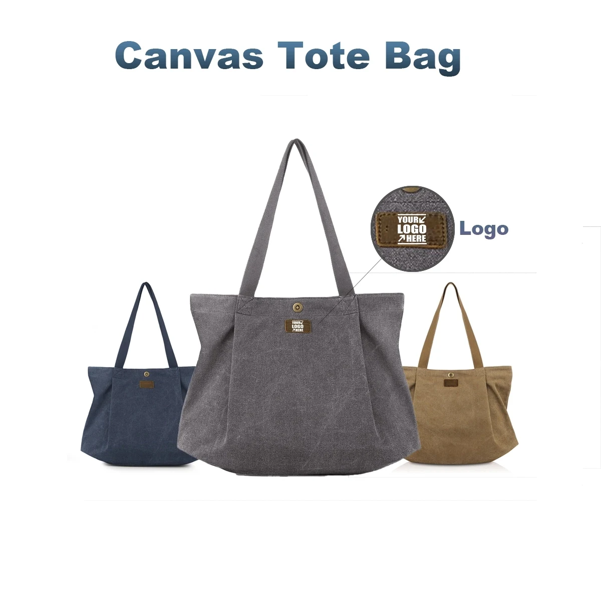 Canvas Tote Bag For Women School Work Travel And Shopping, custom tote bag with logo imprint 1