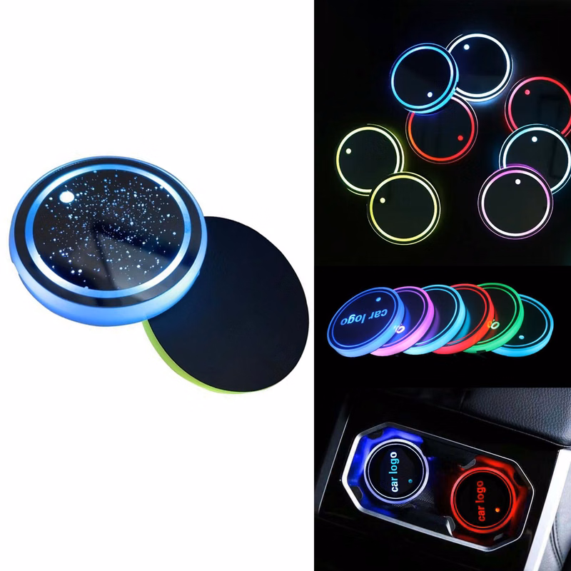 2 PCS Atmosphere Light Coaster For Car