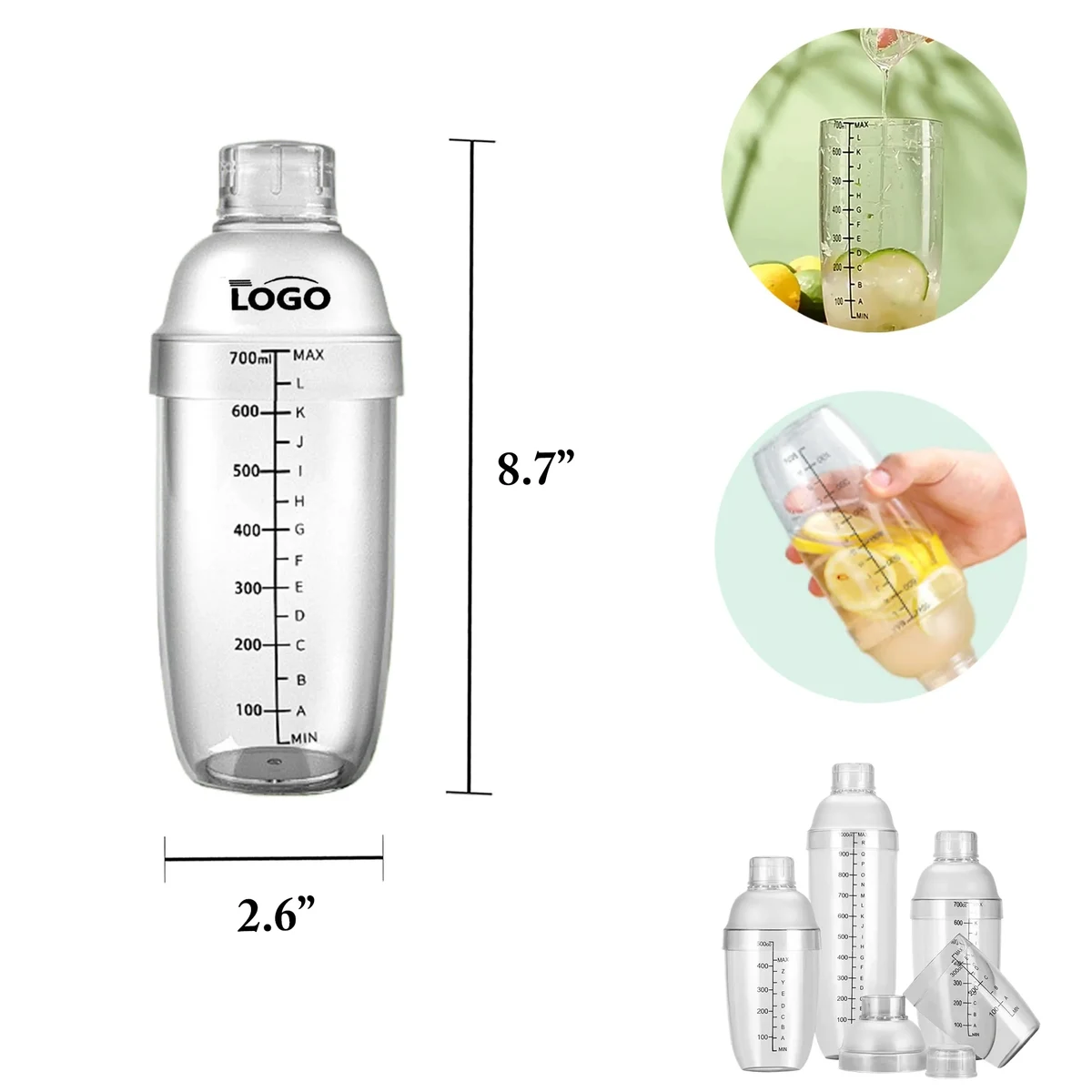 MOQ50 24oz Black Marked Cocktail Shaker for Milk Tea 1
