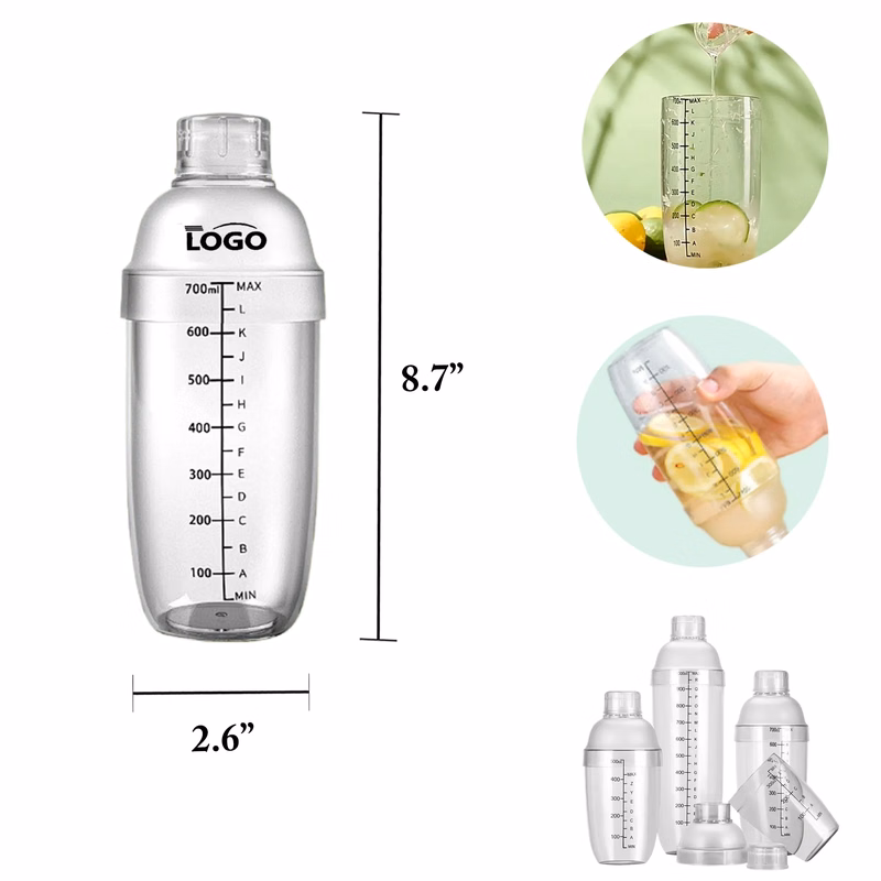 MOQ50 24oz Black Marked Cocktail Shaker for Milk Tea
