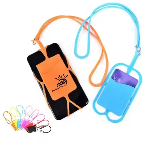 Silicone Lanyard with Phone Holder and Wallet Attachment 1