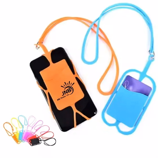 Silicone Lanyard with Phone Holder and Wallet Attachment