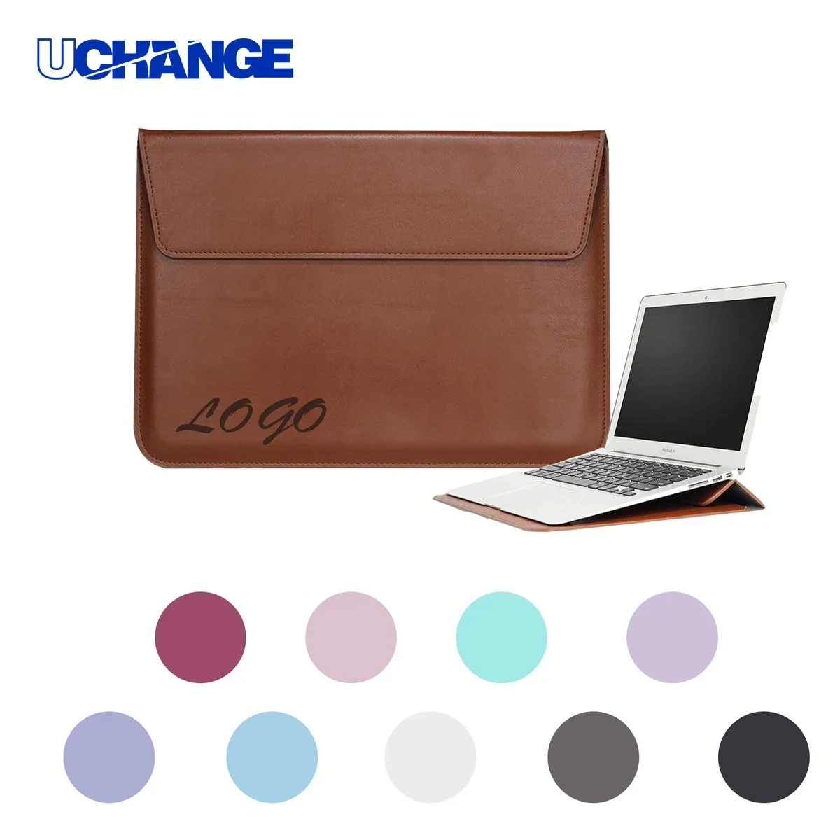 Imitation Leather Laptop Sleeve with Stand 1
