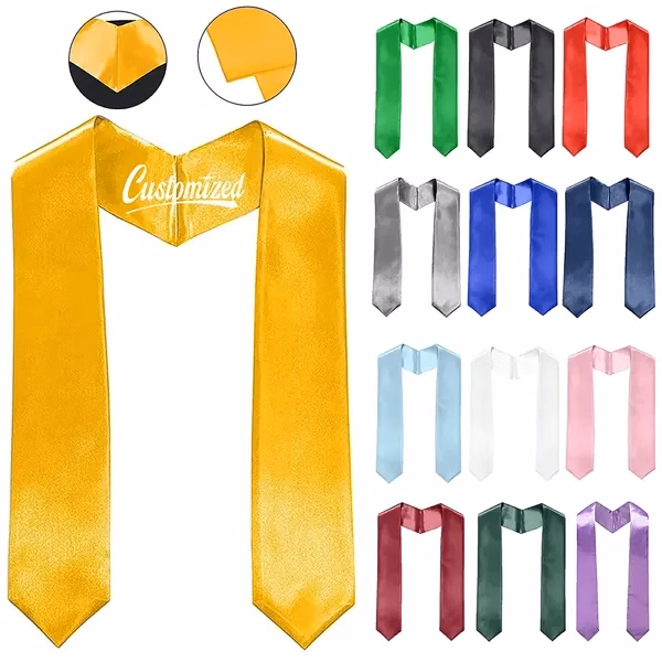 Custom Satin Graduation Stole 59 Inches — University Programs & Honor Society Recognition