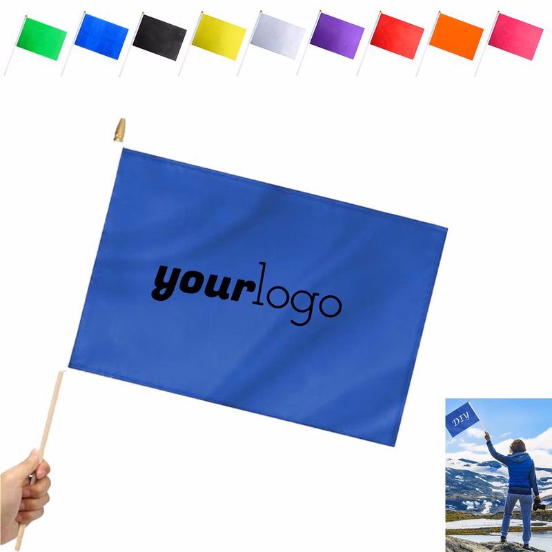 Polyester Square Handheld Flag for Events, Customization, and Celebrations