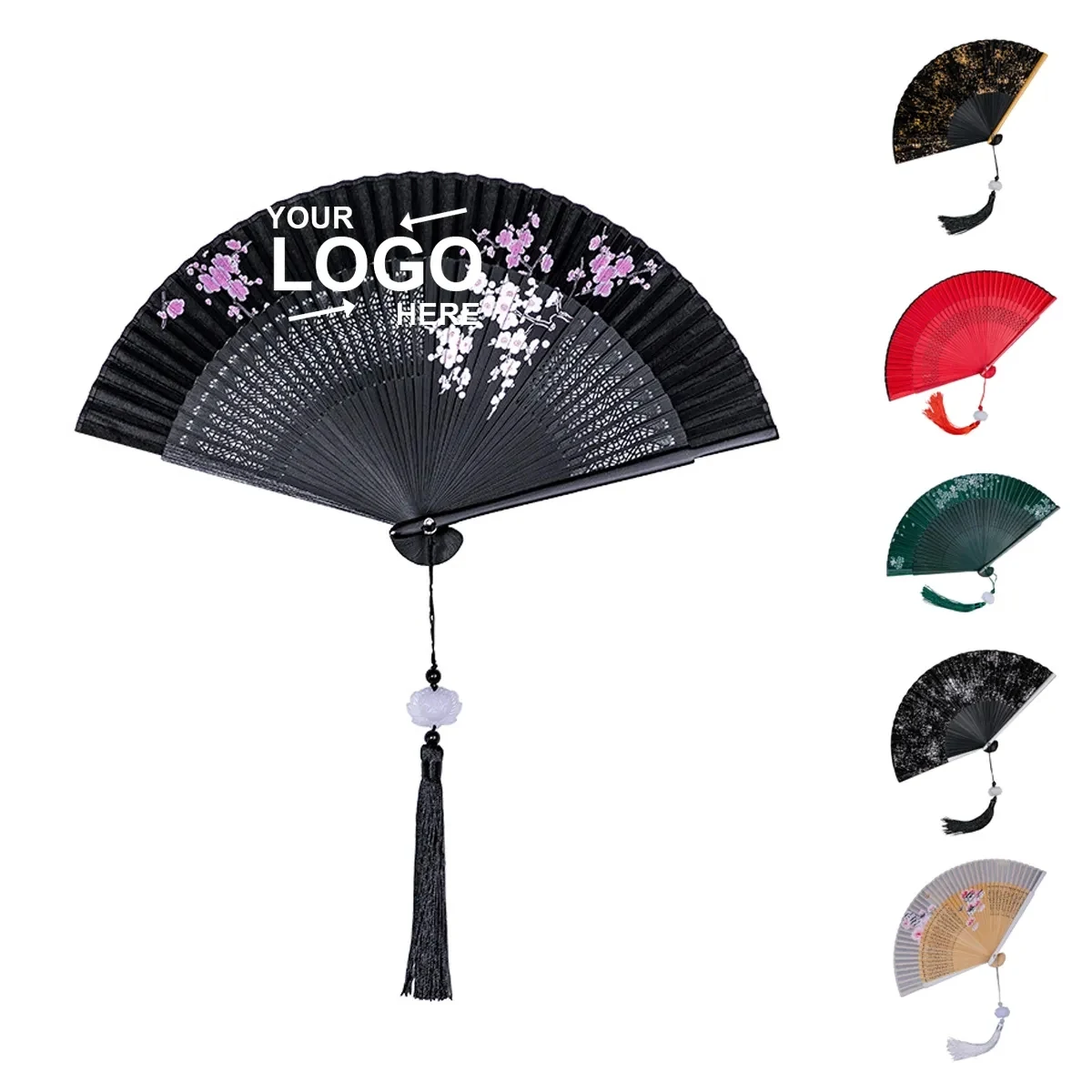Silk Folding Hand Fan With Tassel 1