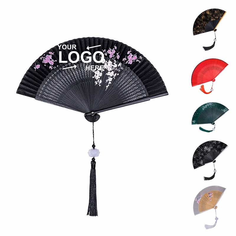 Silk Folding Hand Fan With Tassel