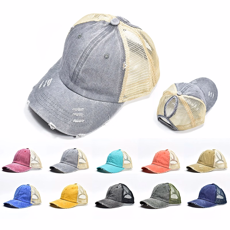 MOQ 50 Embroidered Crushable Unstructured Mesh Baseball Cap